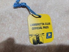 ORIGINAL LAMBRETTA CLUB OFFICIAL PASS 1960 s