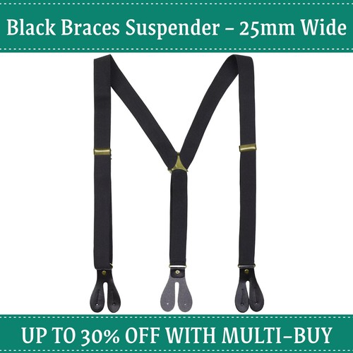 Black braces plain 25mm - plain,