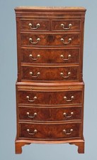Burr Walnut Serpentine Chest on Chest Reprodux Bevan Funnel