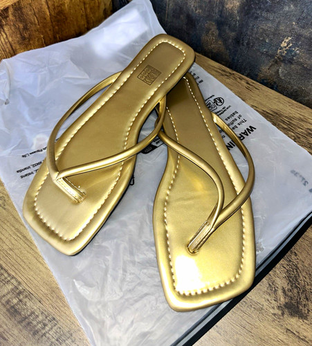 Women gold black flip flop - women’s, gold/black
