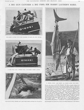 SIR HARRY LAUDER on a Fishing Trip in New Zealand - Vintage Print1929