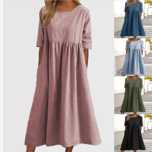 Baggy solid midi dress - baggy, casual