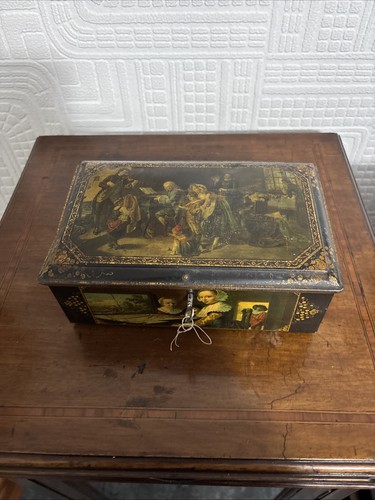 Antique lockable biscuit tin - antique,