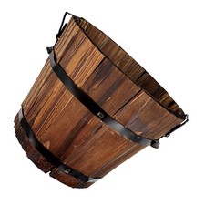 Carbonized Wood Barrel Planter