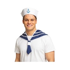 Sailor Kit Hat & Scarf Instant Kit Women Men Navy Unisex Fancy Dress Accessory