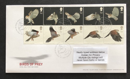 2003 fdc birds prey - gb,