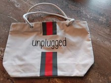 CREAM CANVAS TOTE BAG ROPE HANDLES UNPLUGGED NEW