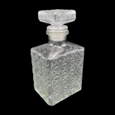 Glass Decanter French Glass Vintage Square Cut Glass Liquor Decanter