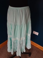 Passport Vintage Gypsy Style Skirt 12 Elasticated Waist Mint Aqua 
