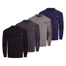 Firetrap Mens Designer Cotton Crew Neck Sweatshirt Jumper Knitted Classic Top