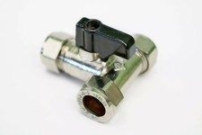 Pack of 2/5/10 x Isolation Tee Valve 15mm with On Off Handle Compression Fitting