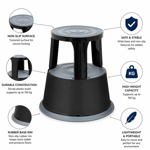 Black kick step - stool, metal