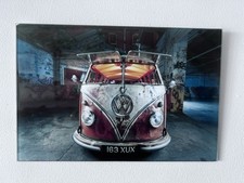 VW Split Window Camper Van Glass Picture Wall Plaque  8”x12” Volkswagen Retro