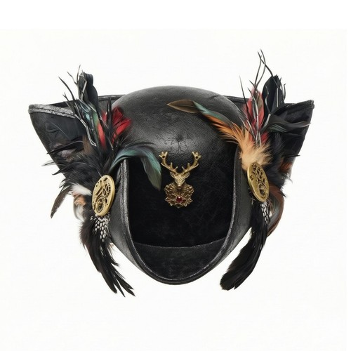 Tricorn hat with feathers - hat,