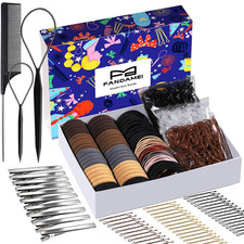 Hair Accessories Kit – Elastic Bands, Cotton Ties, Hair Pins, Clips & Rat Tail C