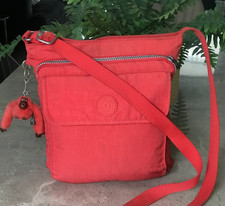 Genuine Kipling Large Canvas  Shoulder Bag with Teresa Monkey keyring, in Pink