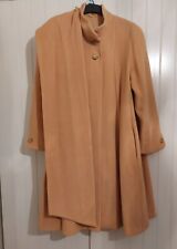 Hucke Ladies Vintage Wool Angora Mustard Yellow Swing Coat & Scarf Size 12