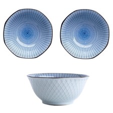 Bowls Serving White Blue 5''