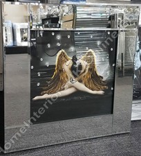 Black & gold Angel wings pictures with liquid art, crystals & mirror frames 