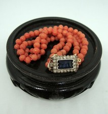 Antique Natural Salmon Coral 3-Strand Bead Bracelet - Silver Paste Clasp