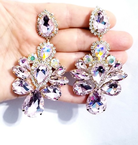 Pierced earrings rhinestone - earrings,