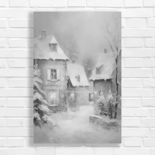Cozy winter cottage canvas - winter,