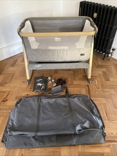 Tutti Bambini Cover Air Bedside Crib Oak & Charcoal Grey Baby