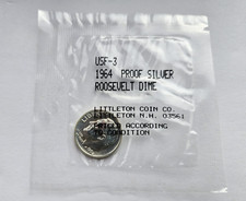 USA 1964 Proof Silver 'P' Roosevelt Dime, SEALED