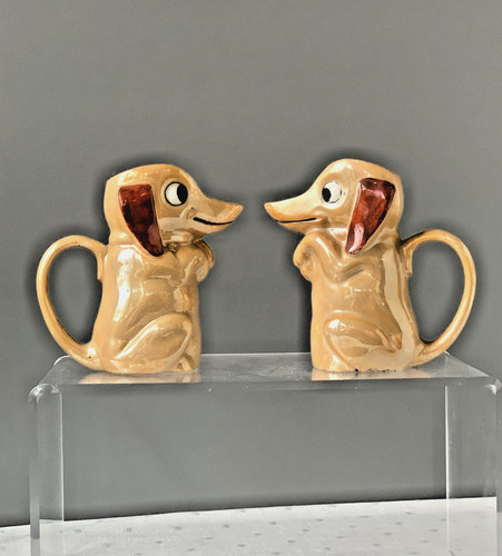 Pair daschund dog jugs - of,