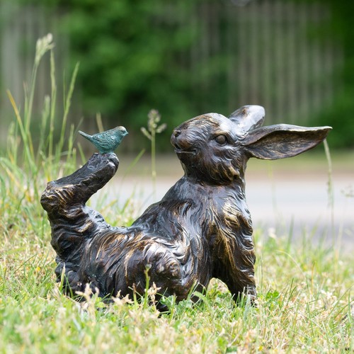 Bronze rabbit bird ornament - bronze, &