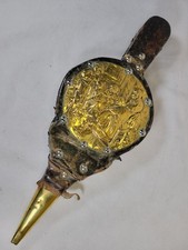 Vintage Fireplace Bellows Brass Plate Leather & Wood Working 39.5cm Long Rare 