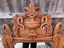 Antique Victorian Carved Bevelled Mantel Mirror with Carved Pediment