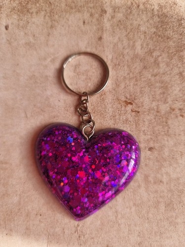 Puffy heart keyring with - puffy,
