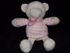 Next teddy soft toy white bear comforter pink stripe