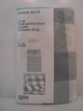 IKEA Emmie Ruta Gingham KING Green Duvet Cover with 2 Pillowcases Plaid Check