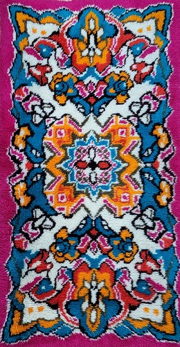 Handmade shag wool rug blue - wool,