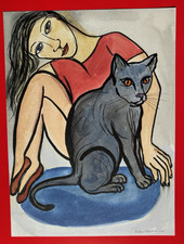 Eileen Cooper. LUCKY BLACK CAT. Royal Academy Print. Unframed - Rare