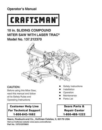 Craftsman 137 212370 miter saw - craftsman,