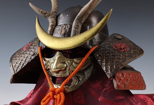 Old vintage samurai helmet - vintage,