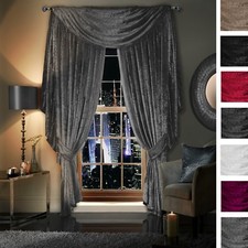 CRUSHED VELVET Pencil Pleat TapeTop Curtains With Option of BEADED Scarf Drape
