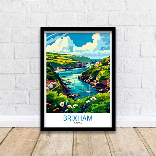 Brixham devon travel poster - brixham,