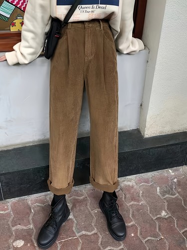 Women high waist - high, corduroy
