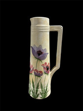 C1930’s E Radford England Art Deco Hand Painted Countryside 11” Tall Jug Vase