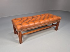 Vintage Georgian Style Leather Upholstered Buttoned Long Ottoman  EB10623 MFOO