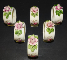ROYAL ALBERT LAVENDER ROSE  NAPKIN RINGS X6 ROSE BUD   TEA SET   DINNER SERVICE