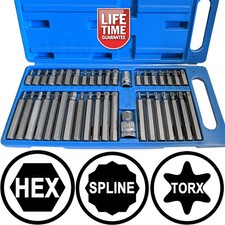 Hex Torx Star & Spline BIT Socket Set 3/8" & 1/2"dr Long & Short Reach Allen Key
