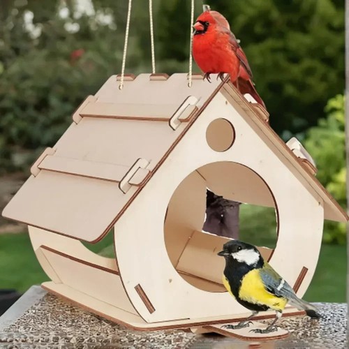 Wooden hanging bird - bird, house