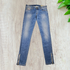 Diesel Slandy Low Zip Super Skinny Low Waist Jeans Blue Womens W29 L31 Y2K
