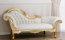 Gold & White Chaise Lounge