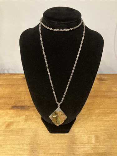 Vintage silver tone abalone - silver,